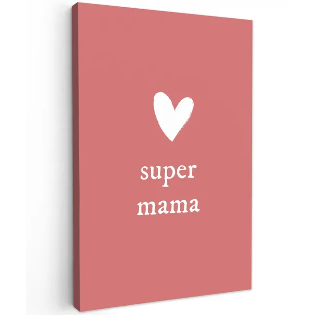 Presentje voor Moederdag super mama roze/wit canvas 2cm klein -z3d