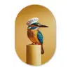 Ijsvogel - Pilaar - Koksmuts - Vogel Wandcirkel Ovaal Glas middel -3d