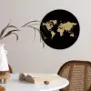 Wereldkaart - Beige - Zwart Wandcirkel plexiglas klein -sfeer4