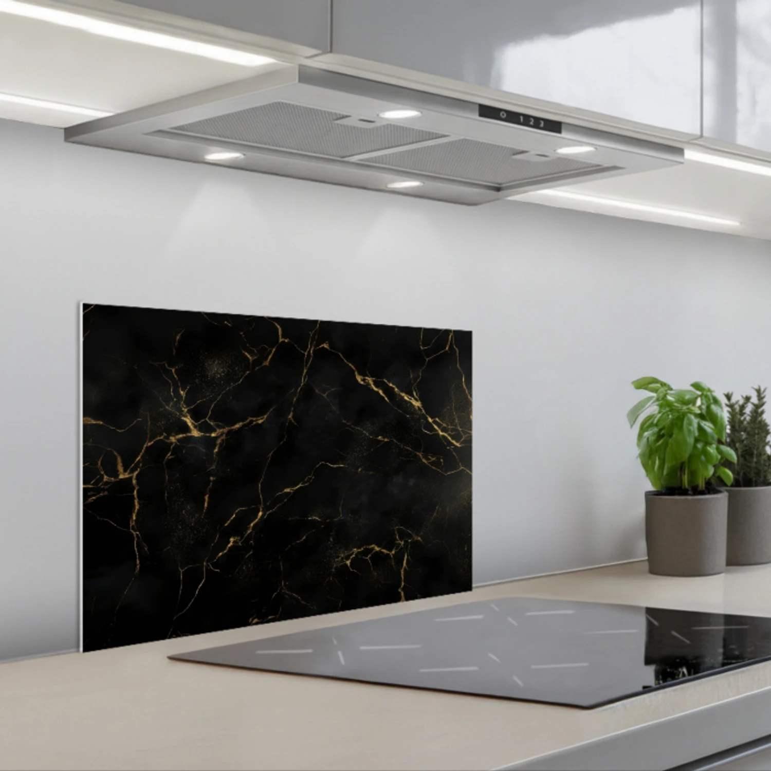 Zwart marmer - Gouden aders - Klassiek keuken achterwand spatscherm klein -3d_schuin
