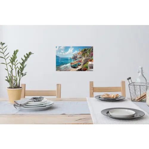 Boten - Rotsen - Zee - Zon Muursticker klein -eettafel