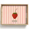 Aardbei - Strepen - Minimalistisch - Rood Dienblad Rechthoek middel -z3d_shopping
