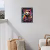 Panda met oranje jas en verfspetters tuinposter los doek klein -sfeer8