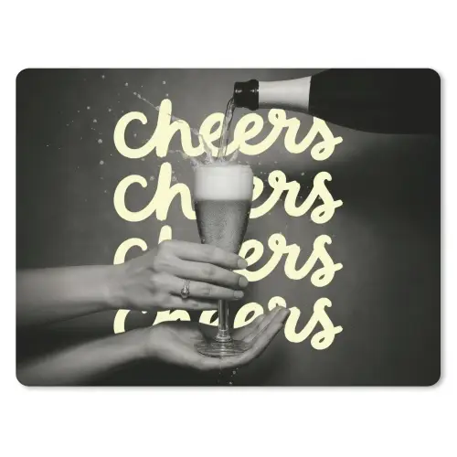 Cheers - Wijn - Zwart - Wit muismat rubber klein -3d