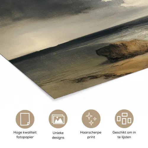 Kust - Golven - Rots - Storm poster papier klein -closeup_NL