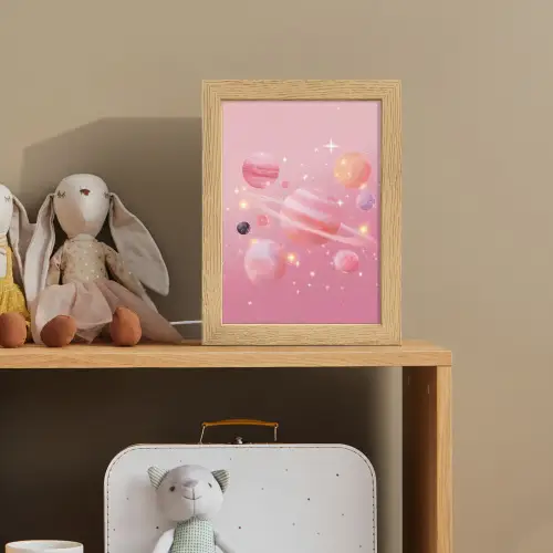 Planeten - Roze - Sterren Light Box met kabel klein -sfeer2_kind