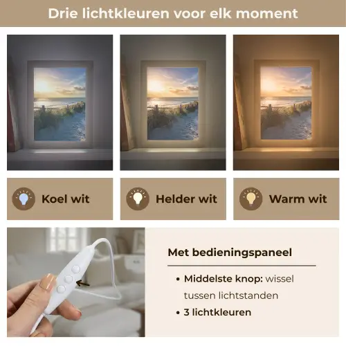 Zonsondergang - Strand - Duin - Gras - Bank Light Box met kabel (Tafellamp) klein -USP_lichtkleurNL