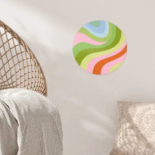 Lijnen - Pasteltinten - Golvend Wandcirkel behangsticker klein -sfeer4