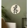 Minimalistisch - Tak - Bladeren - Zwart Wandcirkel kunststof plaat 5mm dik klein -sfeer3