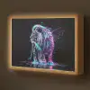 Leeuw - Kleuren - Zwart - Dieren Light Box met batterij (Wandlamp kind) middel -z3d_website