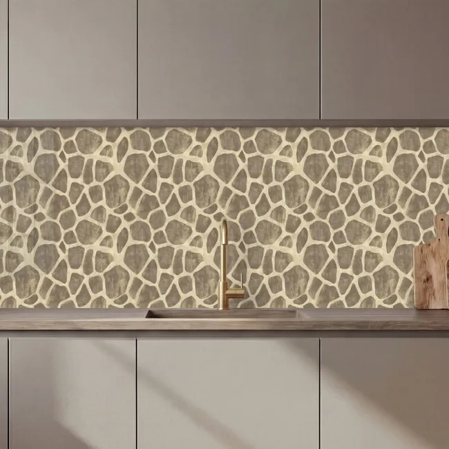 Revestimiento cocina - Jirafa - Estampado - Beige - Marrón