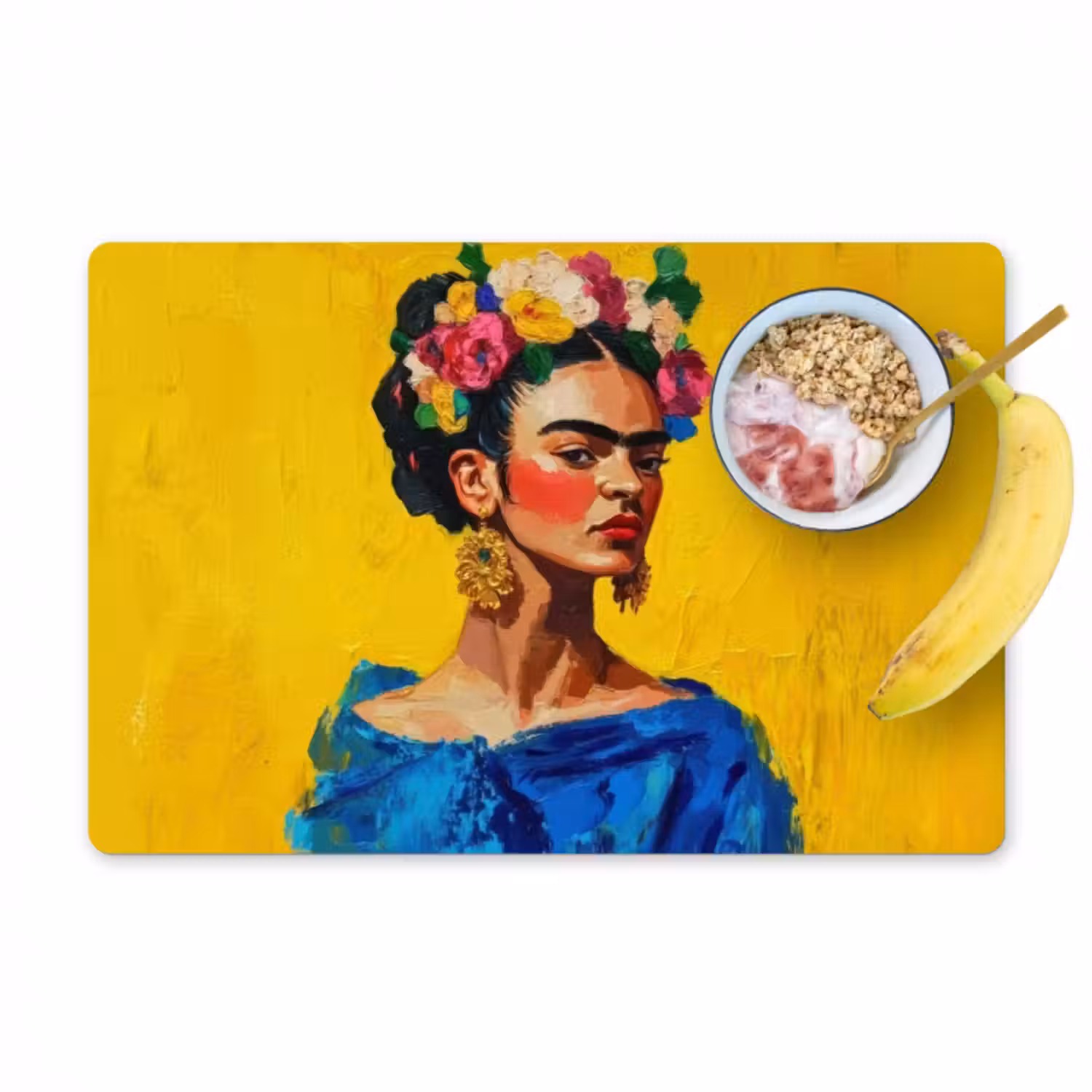 Tischset - 6 Stück - Frida Kahlo - Frau - Gelb - Blau - Blumen