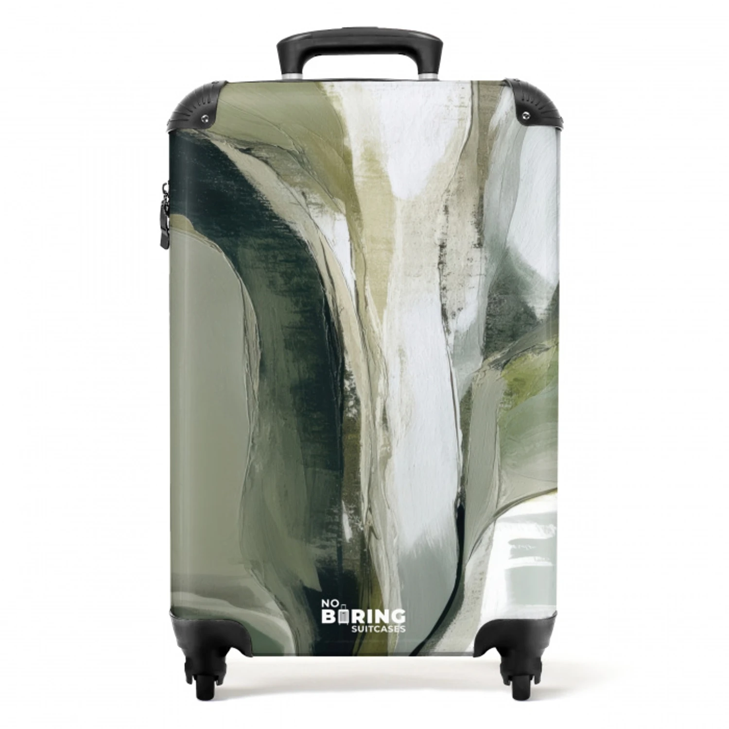Natuur - Abstract - Groen - Penseelstreken NBS - Handbagage koffer - Volwassenen Unisex middel -productfoto_recht