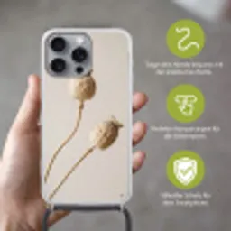 Papaverbollen - Droogbloemen - Minimalistisch - Beige - Rustig Hoesje iPhone 16 Pro Max met koord klein -sfeer2_DE