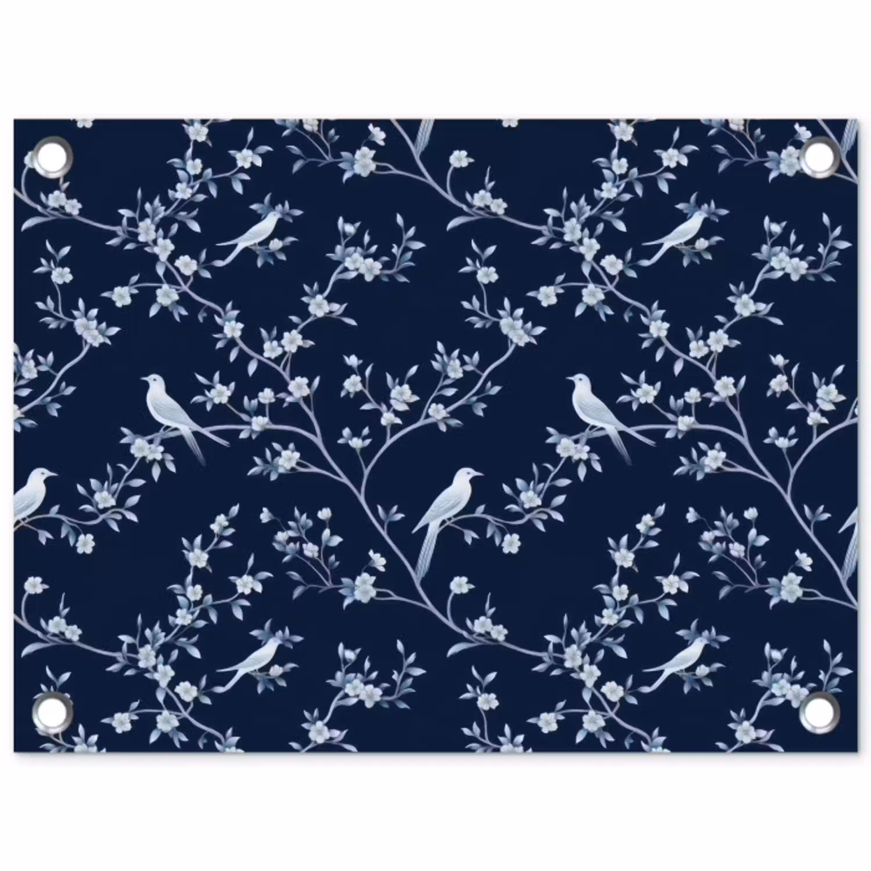 Grafisch - Bloesemtak - Blauw tuinposter los doek klein 239 -3d