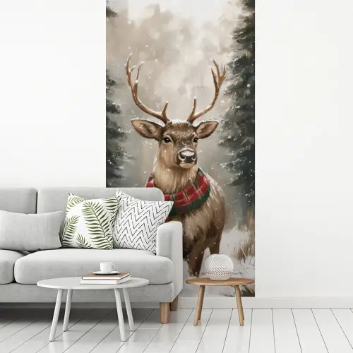 Winter - Bos - Rendier - Donker fotobehang vinyl groot -woonkamer