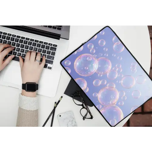 Pastel - Bubbels - Dromerig laptophoes neopreen klein -bureau
