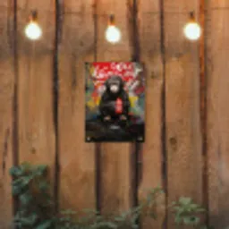 Chimpansee voor graffiti muur tuinposter los doek klein -sfeer1