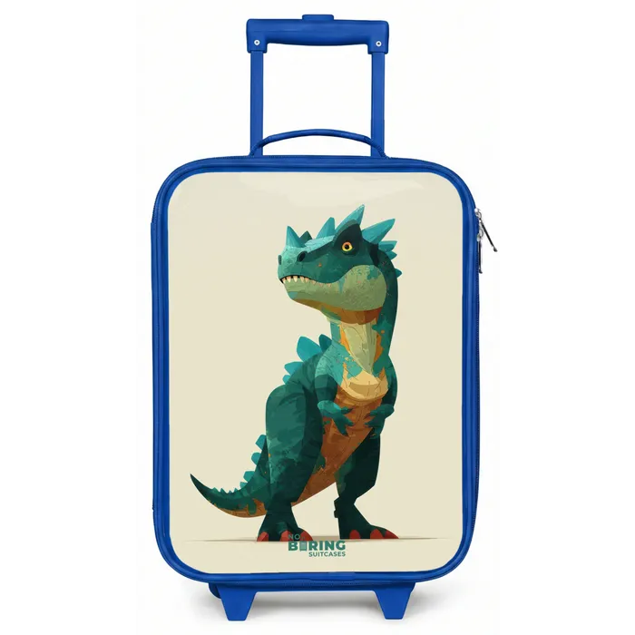 Gehoornde dino met scherpe blik Kinderkoffer - Blauw klein -zz3dotto