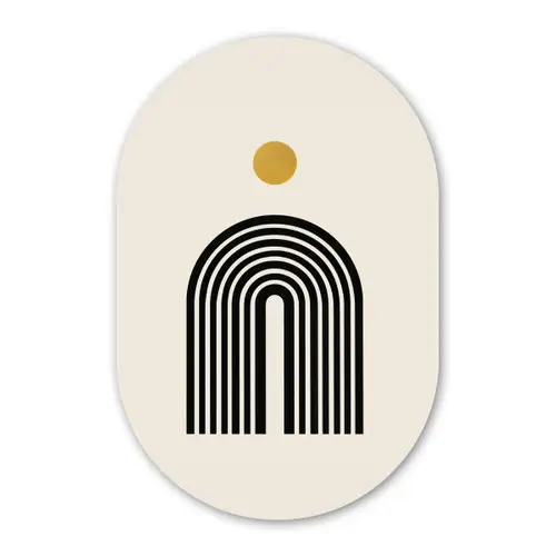 Minimalistisch - Zwarte boog - Gouden cirkel Wandcirkel Ovaal Forex klein -3d