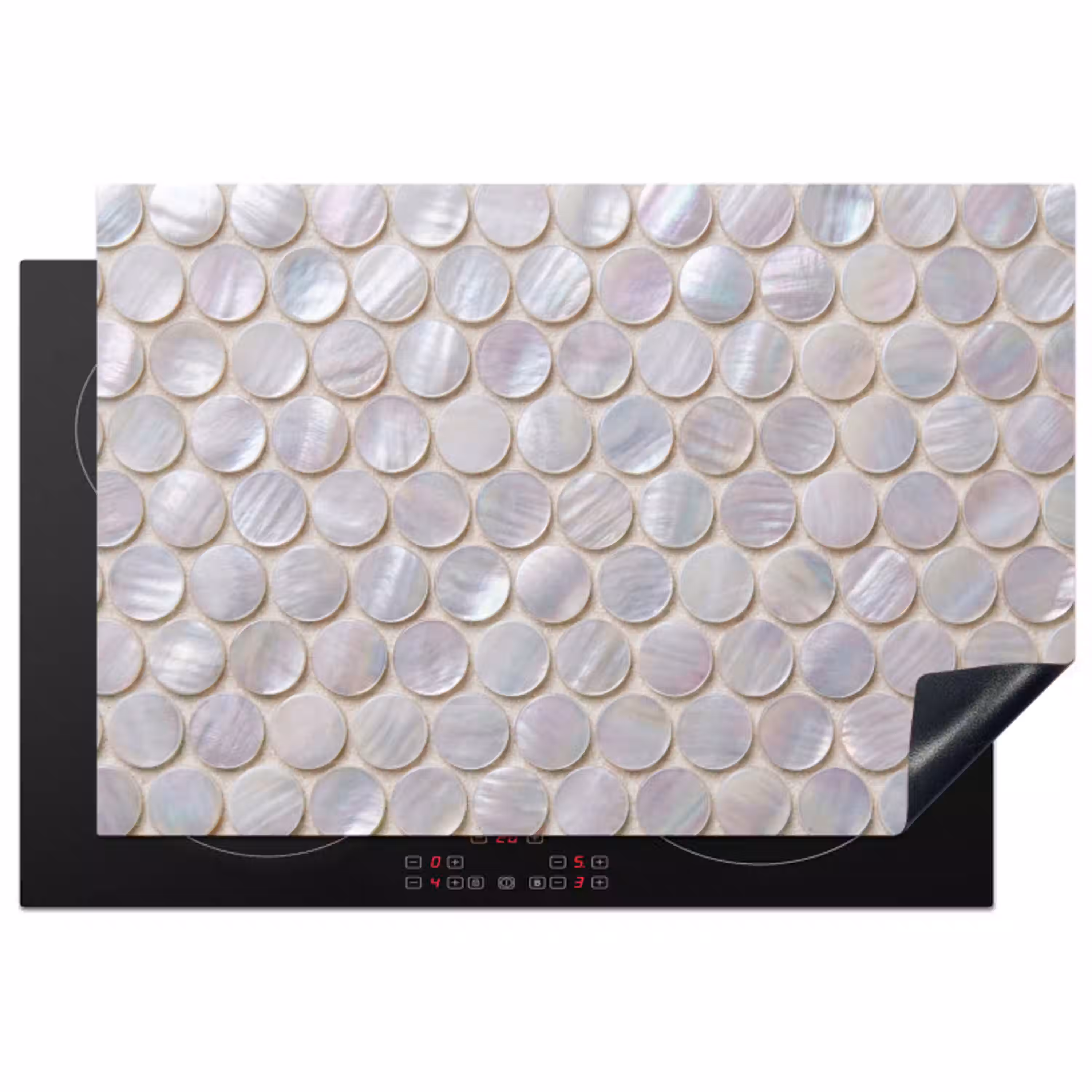 Patroon - Cirkels - Abstract - Modern - Wit Inductie beschermer vinyl 3mm klein -3d