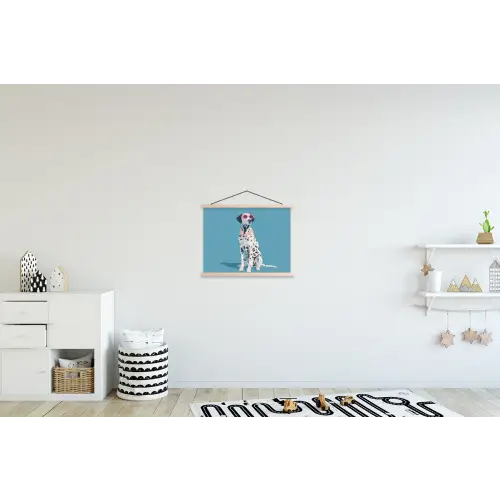 Dalmatiër - Zonnebril - Blauw textielposter latten blank klein -kinderkamer