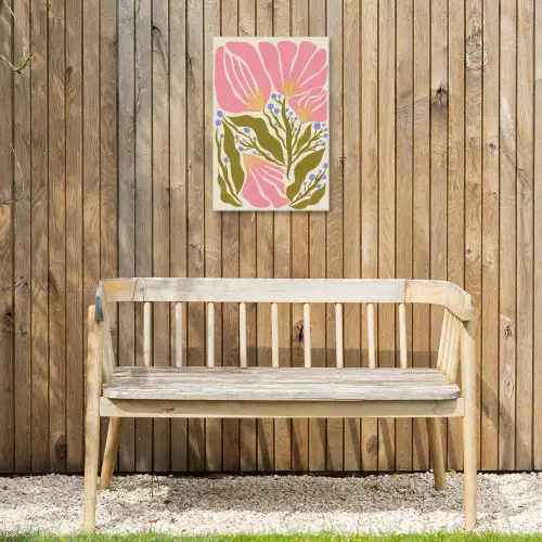 Bloemen - Bladeren - Abstract - Roze Tuinposter op houten frame 2 cm dik klein -sfeer4