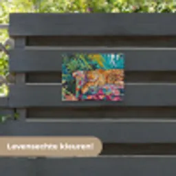 Luipaard - Kleurrijk - Tropisch tuinposter los doek klein -sfeer3
