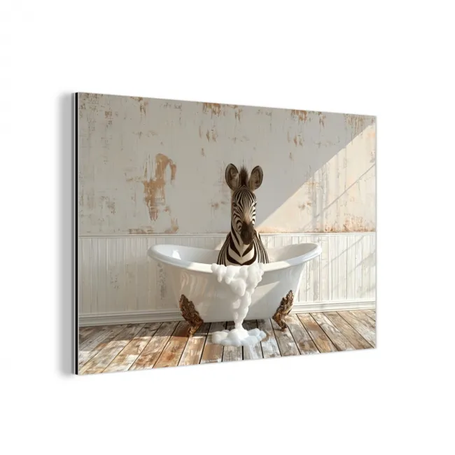 Vintage - Zebra - Wilde dieren - Badkuip aluminium wit klein -3d