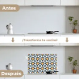 Klassiek - Geometrisch - Blauw keuken achterwand spatscherm klein 900 -voor_na_ES
