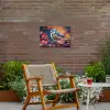 Pimpelmees bij Bloesems Tuinposter op houten frame 2 cm dik klein -sfeer3