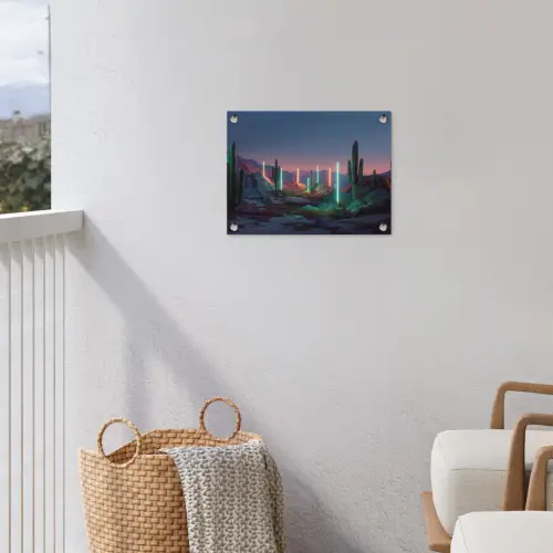 Cactus - Lichtzuilen - Zonsondergang tuinposter los doek klein -sfeer8