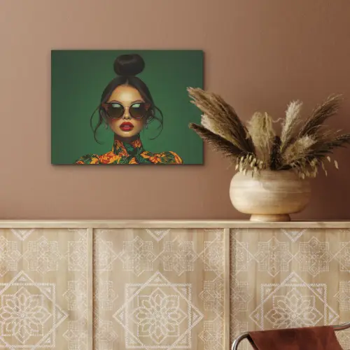 Vrouw - Groen - Modern - Bril - Abstract PET vilt klein -sfeer4