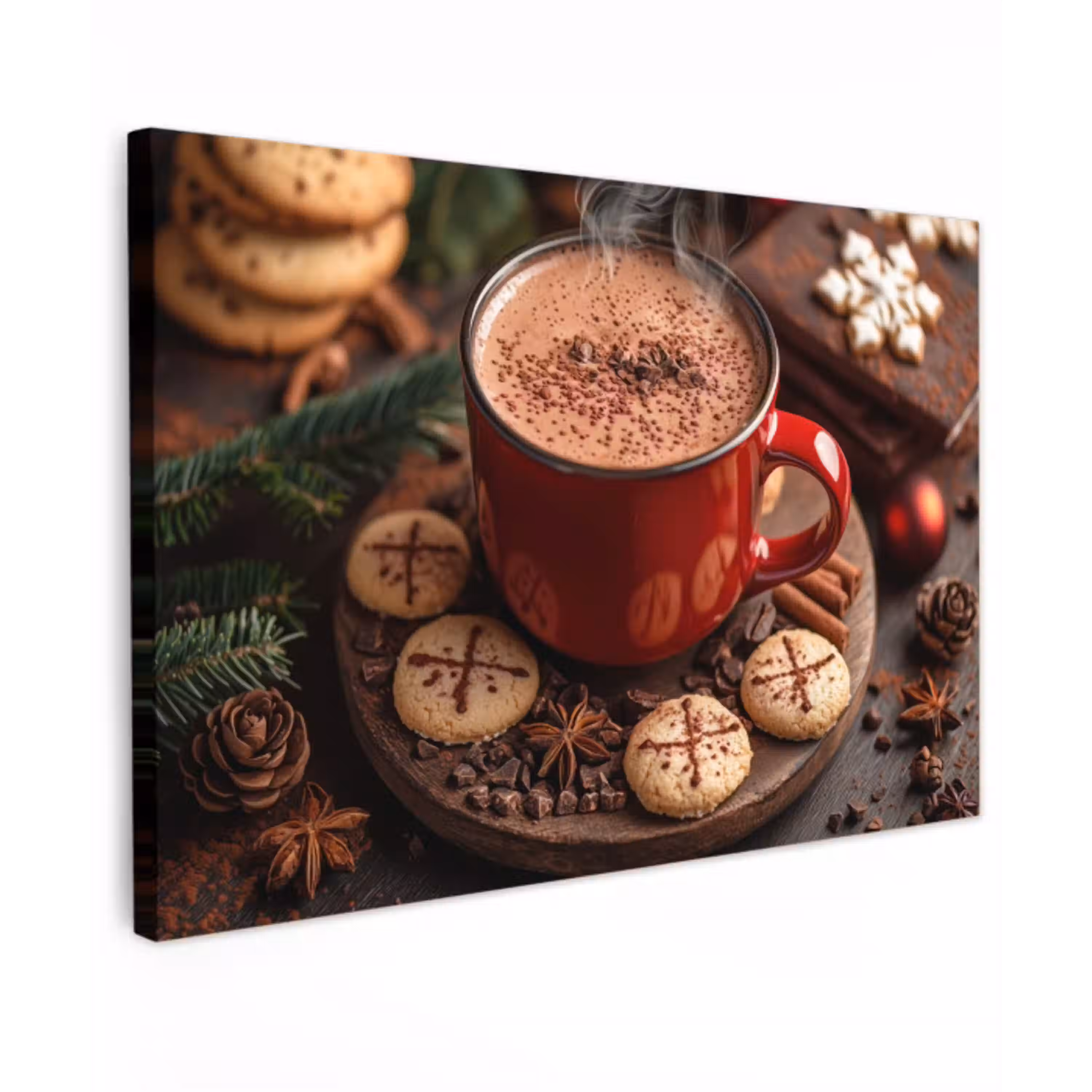 Chocolademelk - Mok - Winter - Kerst - Gezelligheid Tuinposter op houten frame 2 cm dik klein -3d