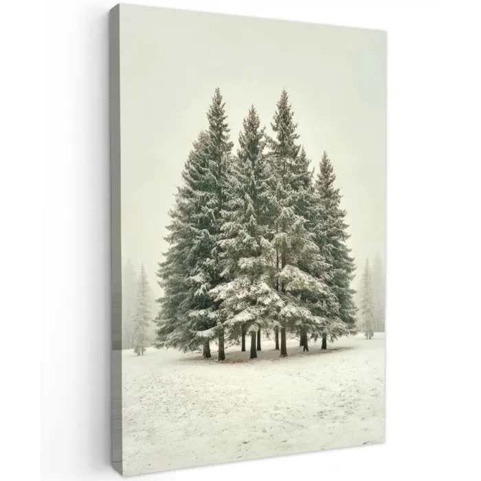 Bomen - Sneeuw - Wit Tuinposter op houten frame 2 cm dik klein -3d