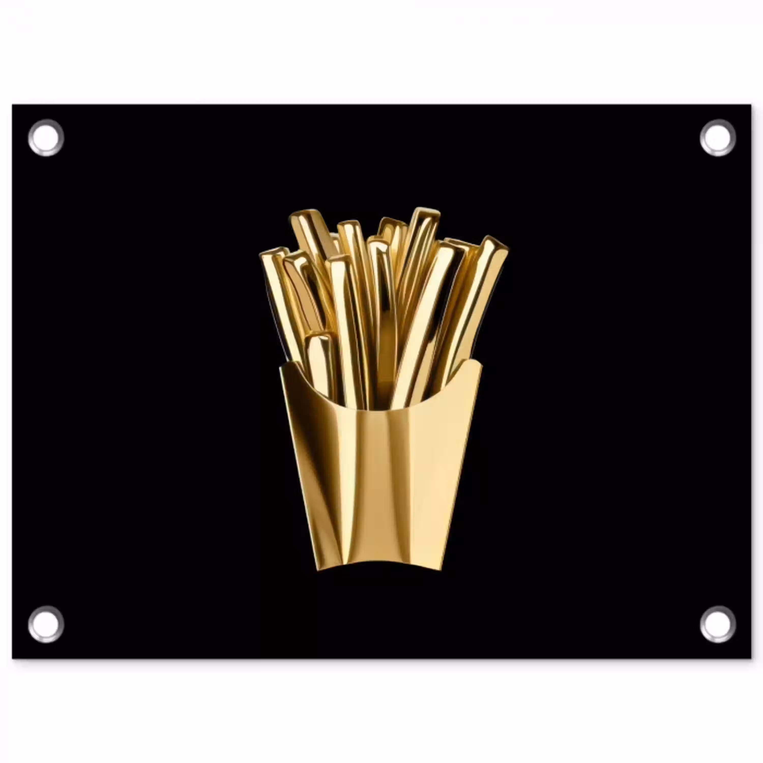 Friet - Goud - Chrome - Eten tuinposter los doek klein -3d