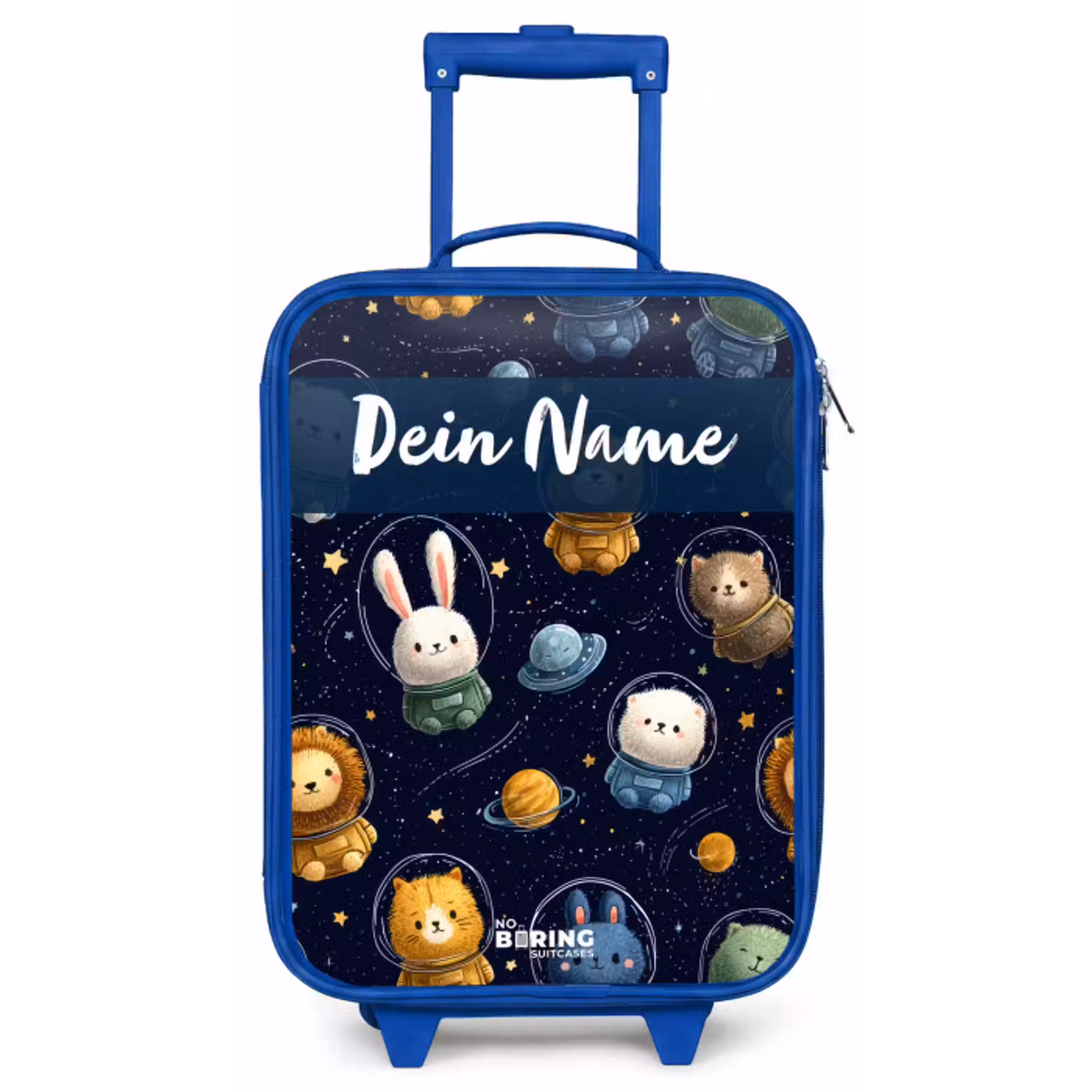 Dieren - Astronaut - Planeten - Sterren Kinderkoffer - Blauw klein -zz3dotto
