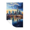 Zonsondergang Frankfurt - Stad - Skyline - Water Muursticker klein -3d
