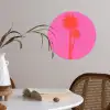 Palmbomen - Modern - Roze Wandcirkel behangsticker klein -sfeer3
