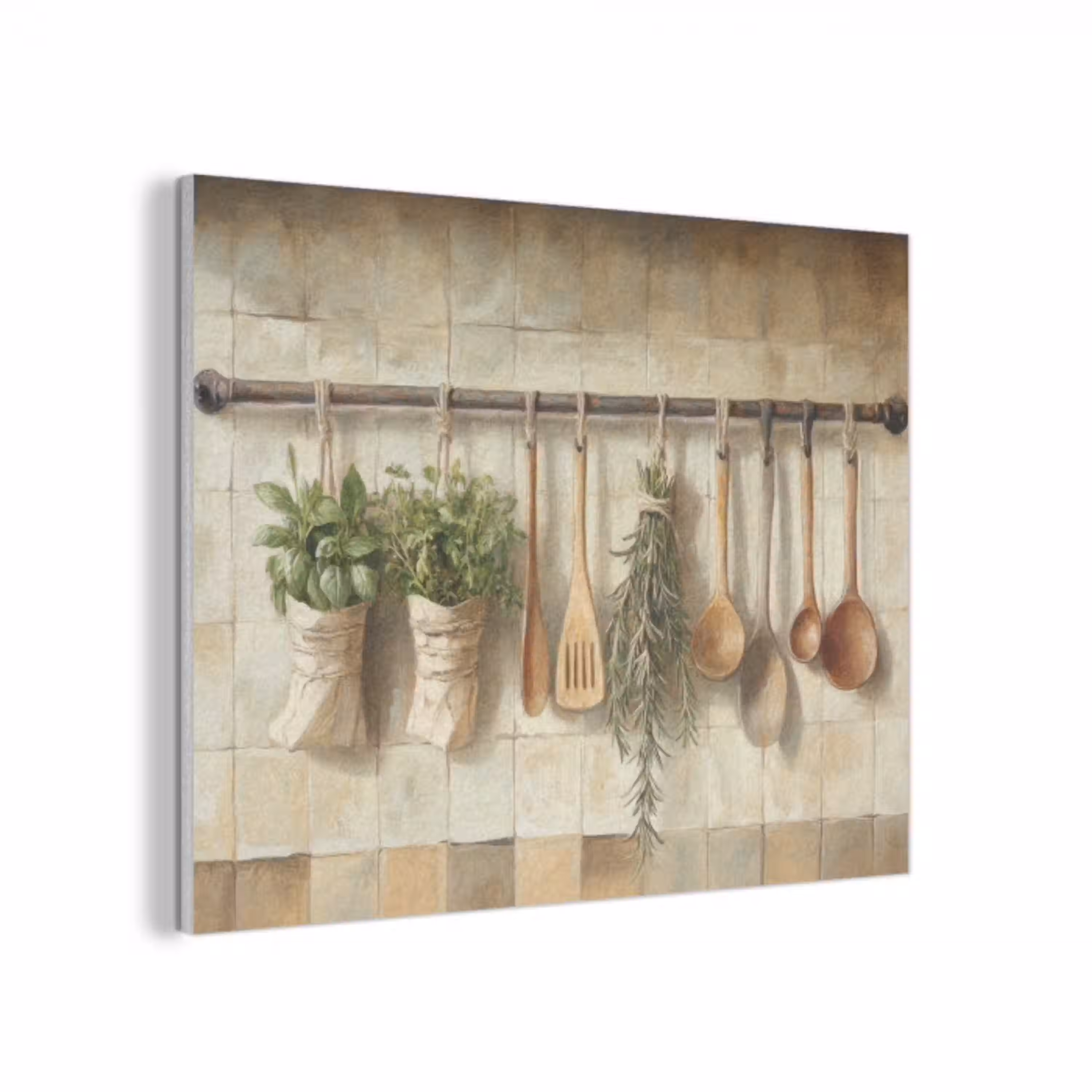 Hout - Keukengerei - Stilleven - Tegels PET vilt klein -3d