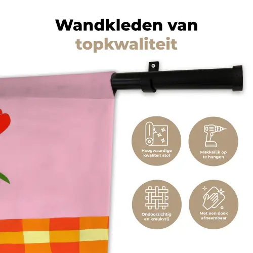 Tulpen - Roze - Vaas Wandkleed katoen klein -sfeer2