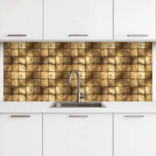 Geometrisch - Tegels - Goud keuken achterwand 2 middel 871 -3d