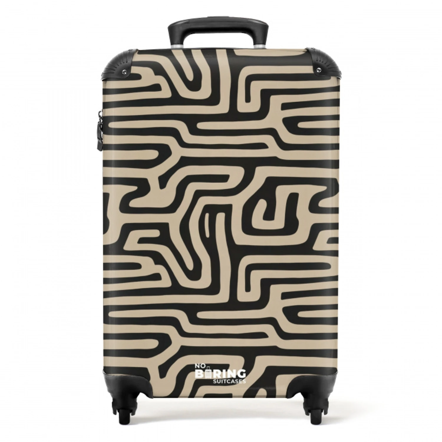 Grafisch - Lijnen - Zwart NBS - Handbagage koffer - Volwassenen Unisex middel -productfoto_recht