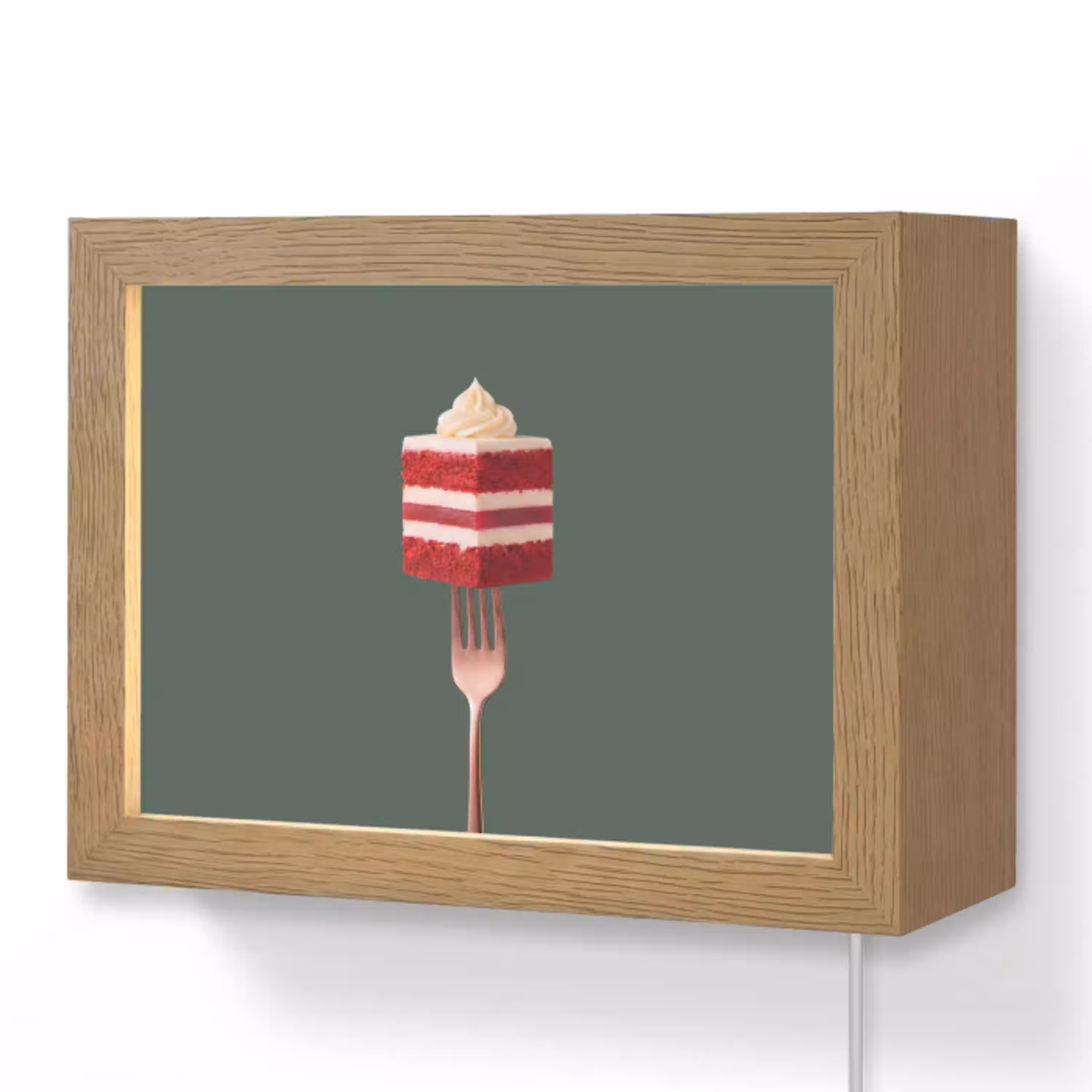 Cake - Vork - Rood Light Box met kabel (Wandlamp) klein -3d