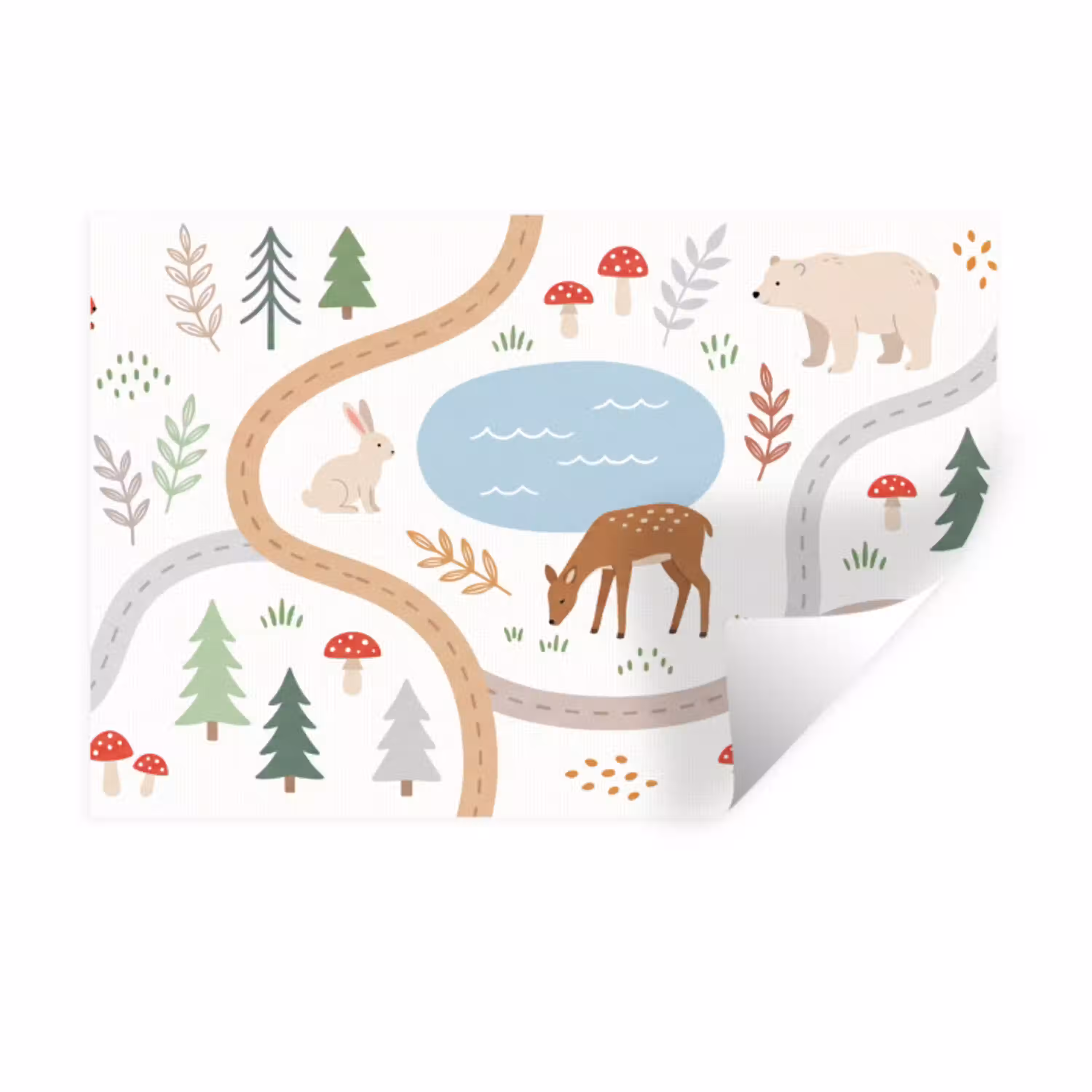 Dieren - Bos - Illustratie Muursticker klein -3d