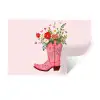 Cowboylaarzen - Roze - Boeket - Bloemen Muursticker klein -3d