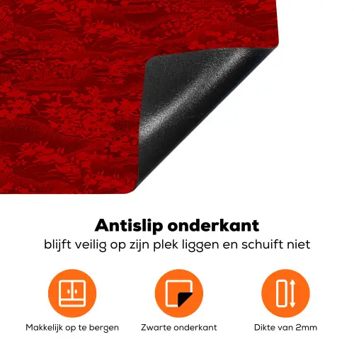Rood - Patroon - Bloemen Inductie beschermer vinyl 3mm klein 276 -zzzzzzz-td-onderkant
