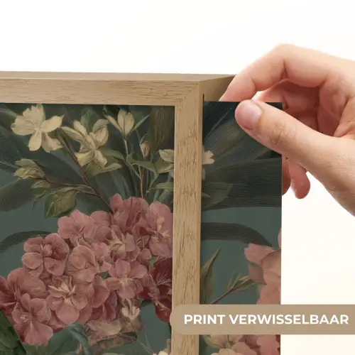 Groene papegaai - Kleurrijke bloemen - Donkere achtergrond Light Box met batterij (Wandlamp) middel -USP_websiteprintNL