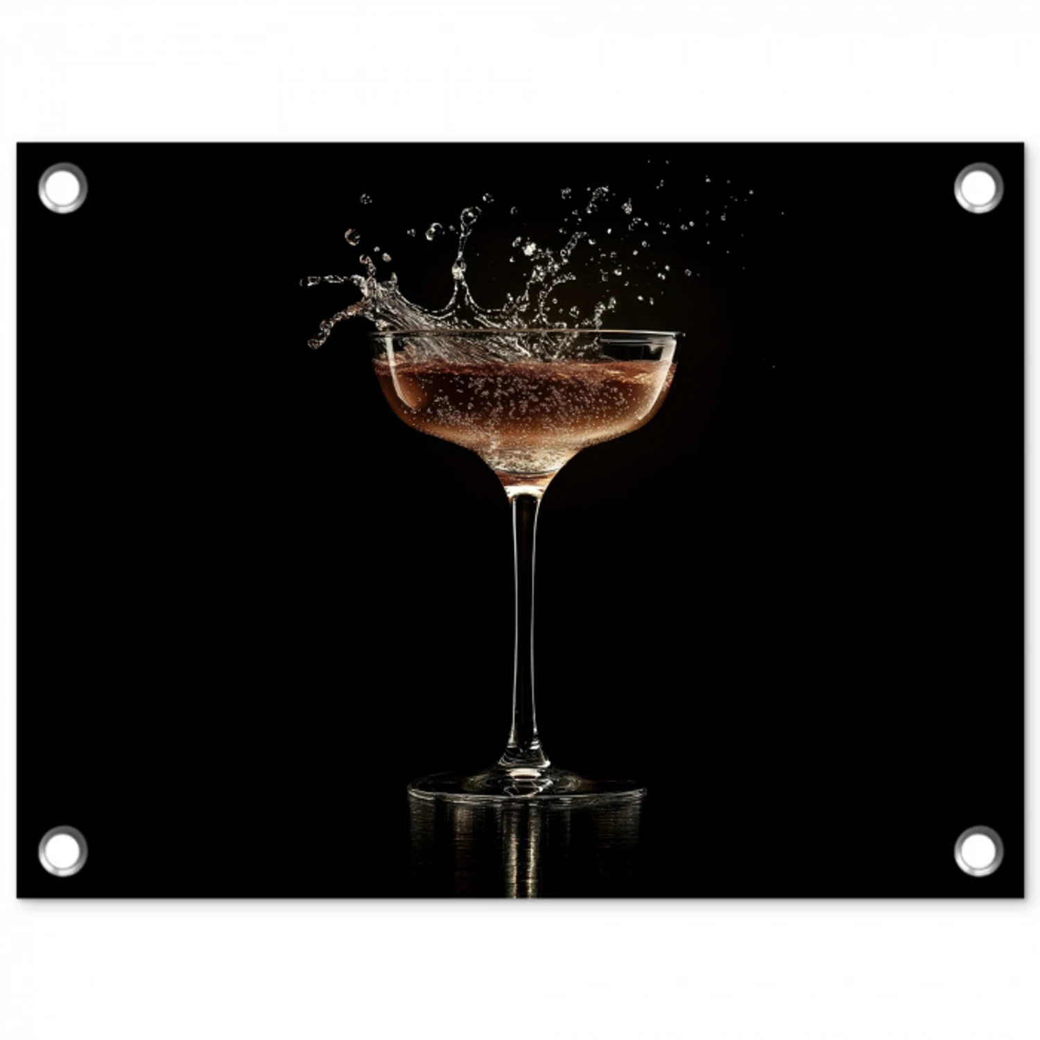 Cocktail - Zwart - Spetters - Glas tuinposter los doek klein -3d
