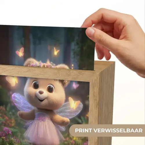 Teddybeer - Bloemenkrans - Vlinders - Elfenvleugels Light Box met kabel (Kinderlampje) klein -USP_websiteprintNL